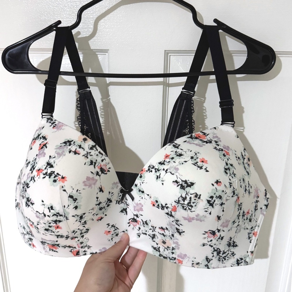 Cacique Floral Lace Racerback Full Coverage Underwire Bra White 44D